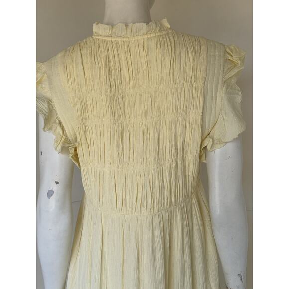 Ba&sh Maxi "lady" Dress Pale Yellow Smocked sz 2 US size M - Picture 7 of 8